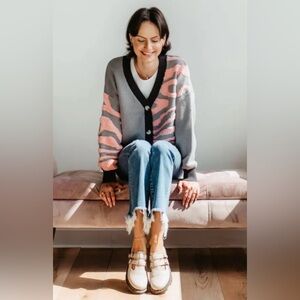 NWT Simply Southern Pink & Grey Cardigan Large